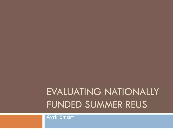 evaluating nationally funded summer reus
