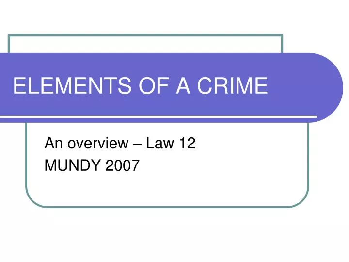 elements of a crime