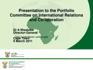 Presentation to the Portfolio Committee on International Relations and Co-operation