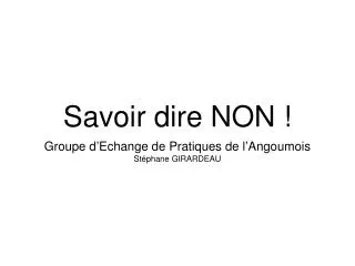 savoir dire non