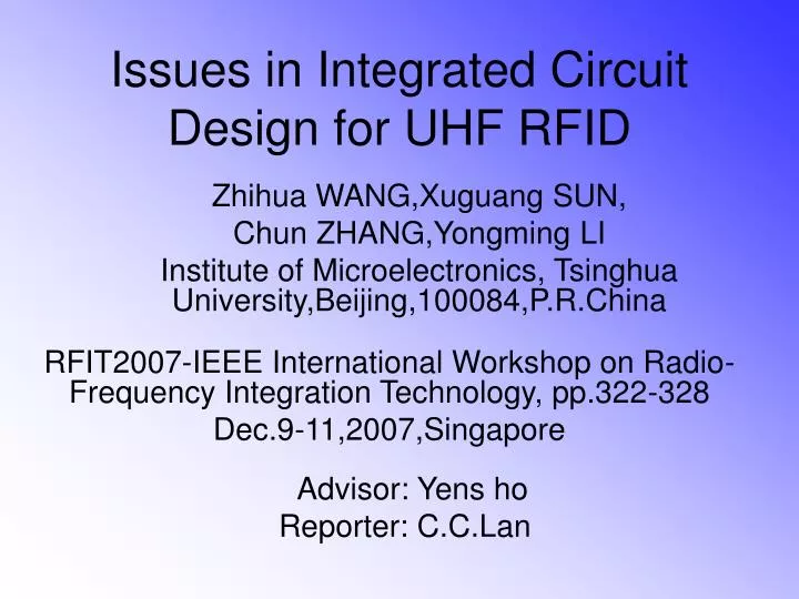 issues in integrated circuit design for uhf rfid