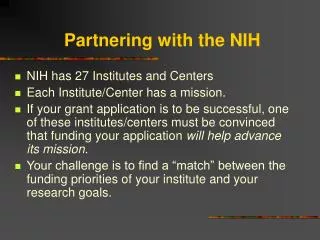 Partnering with the NIH