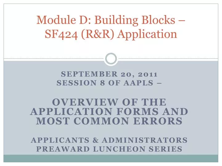 module d building blocks sf424 r r application