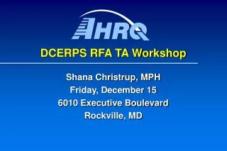 DCERPS RFA TA Workshop