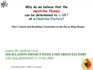 Why do we believe that the neutrino fluxes can be determined to +- 10 -3