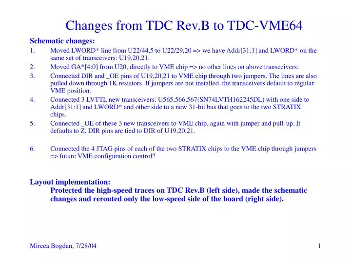 changes from tdc rev b to tdc vme64
