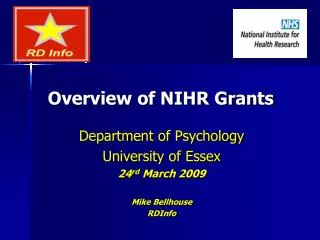 Overview of NIHR Grants