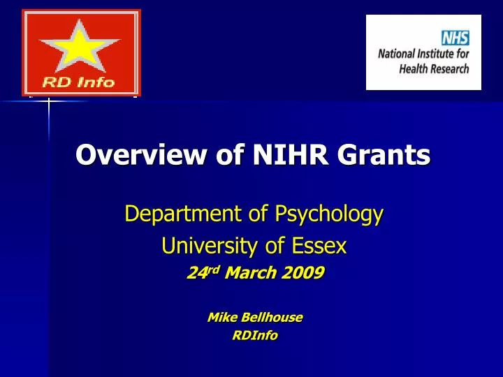 overview of nihr grants