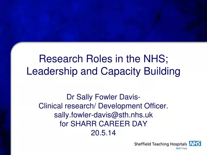research roles in the nhs leadership and capacity building