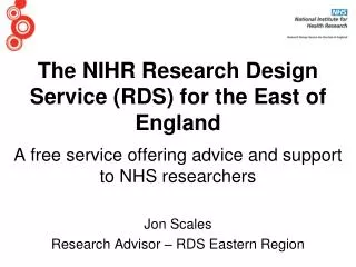 The NIHR Research Design Service (RDS) for the East of England