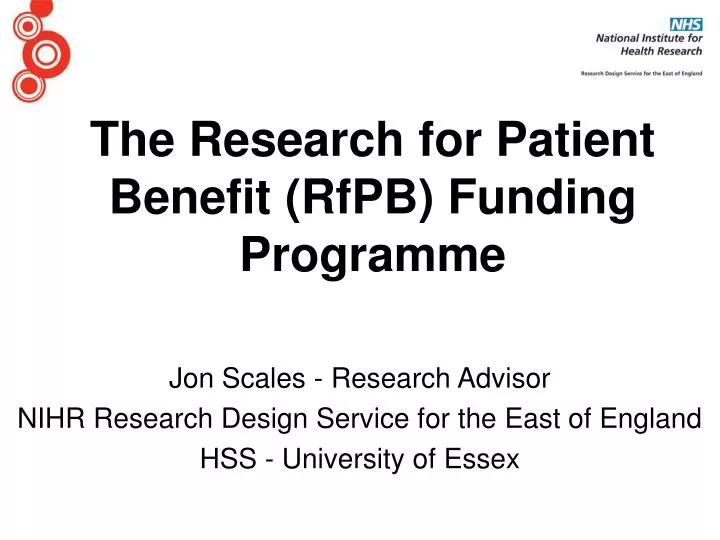 the research for patient benefit rfpb funding programme