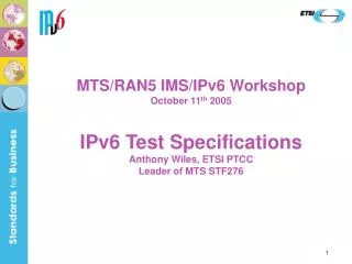 MTS IPv6 Testing Activities