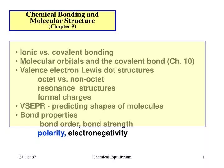 chemical bonding and molecular structure chapter 9