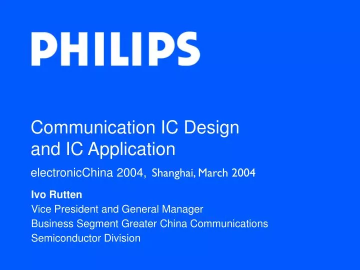 communication ic design and ic application electronicchina 2004 shanghai march 2004