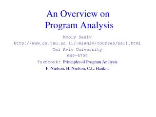 An Overview on Program Analysis