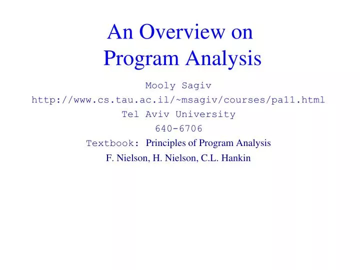 an overview on program analysis