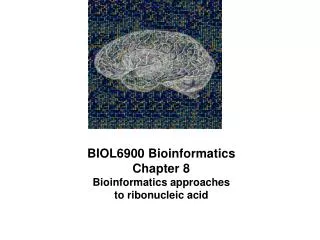BIOL6900 Bioinformatics Chapter 8 Bioinformatics approaches to ribonucleic acid