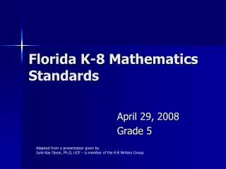 Florida K-8 Mathematics Standards