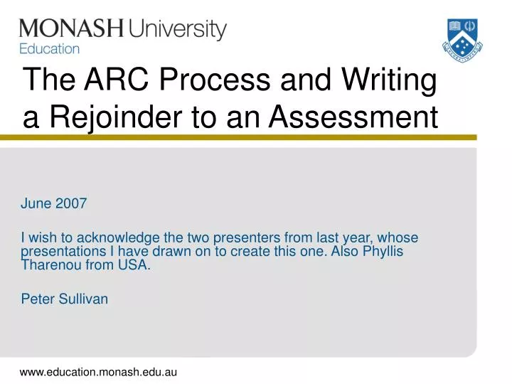 the arc process and writing a rejoinder to an assessment
