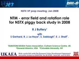 NSTX XP prep meeting: Jan 2008