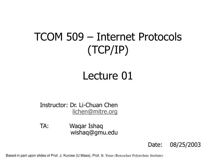 tcom 509 internet protocols tcp ip lecture 01