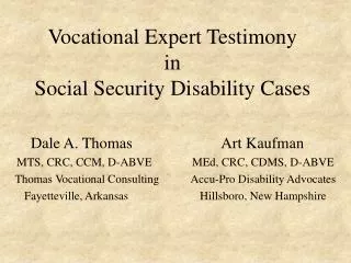 Vocational Expert Testimony in Social Security Disability Cases