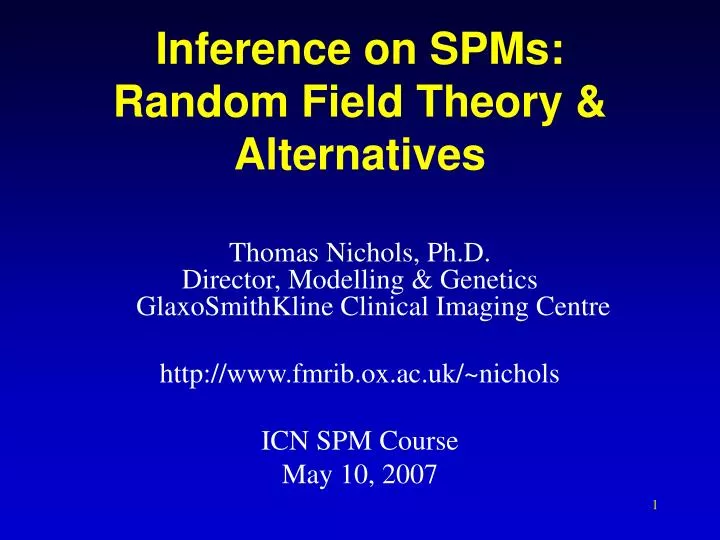 inference on spms random field theory alternatives