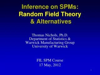 inference on spms random field theory alternatives