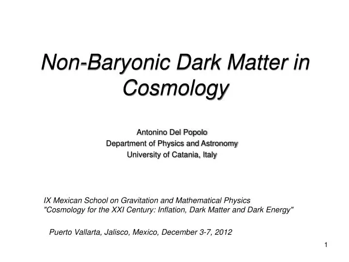 non baryonic dark matter in cosmology
