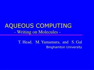 AQUEOUS COMPUTING 	- Writing on Molecules -