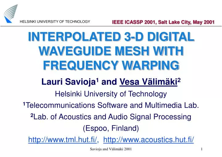 interpolated 3 d digital waveguide mesh with frequency warping
