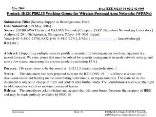 Project: IEEE P802.15 Working Group for Wireless Personal Area Networks (WPANs)