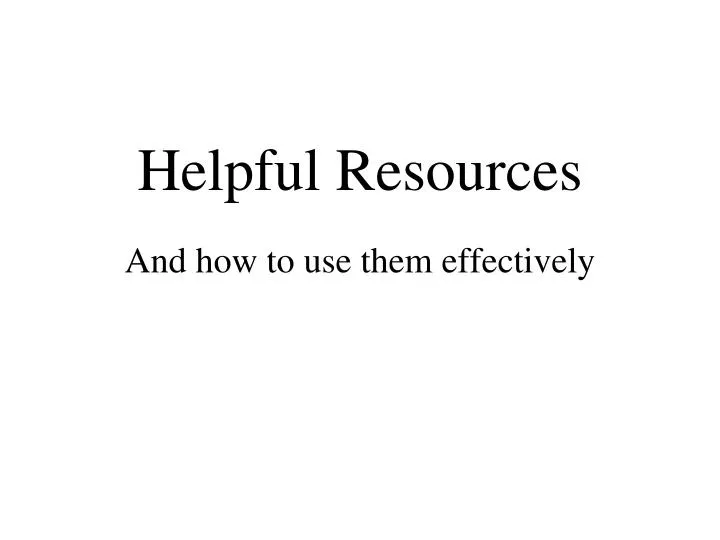 helpful resources