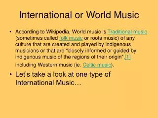 International or World Music