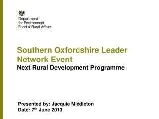 Southern Oxfordshire Leader Network Event Next Rural Development Programme