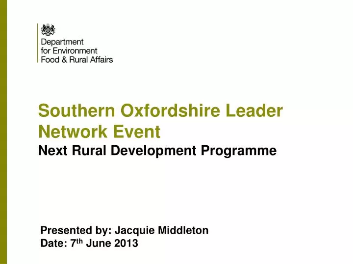 southern oxfordshire leader network event next rural development programme