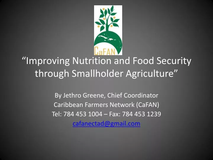 improving nutrition and food security through smallholder agriculture