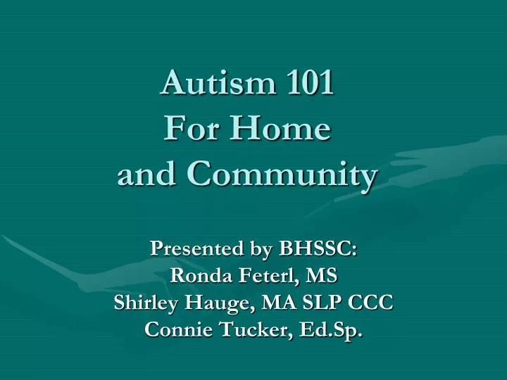 autism 101 for home and community