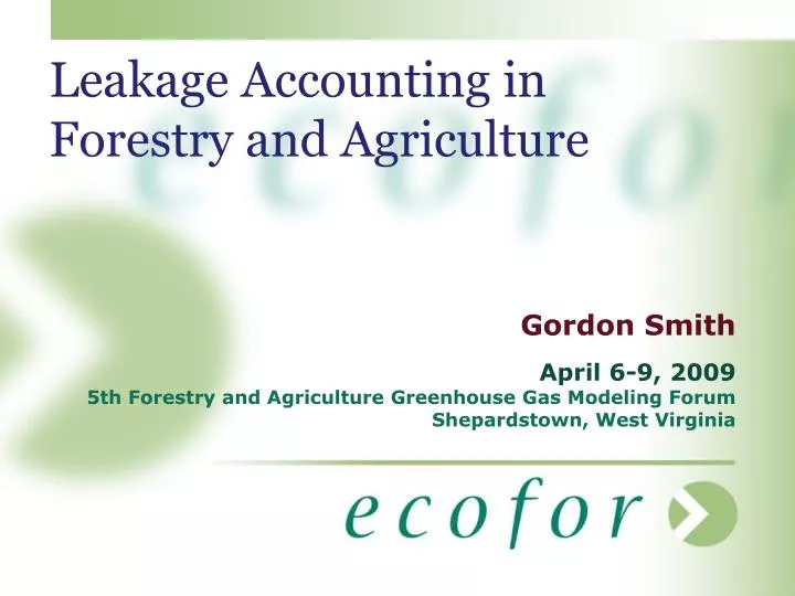leakage accounting in forestry and agriculture