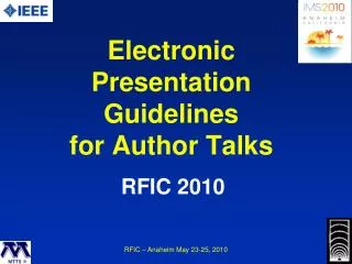 Electronic Presentation Guidelines for Author Talks