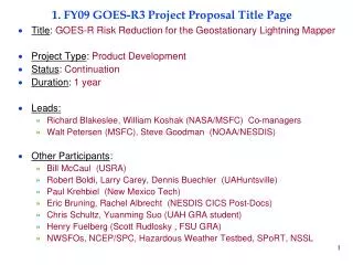 1. FY09 GOES-R3 Project Proposal Title Page