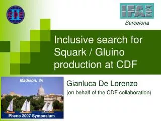 Inclusive search for Squark / Gluino production at CDF