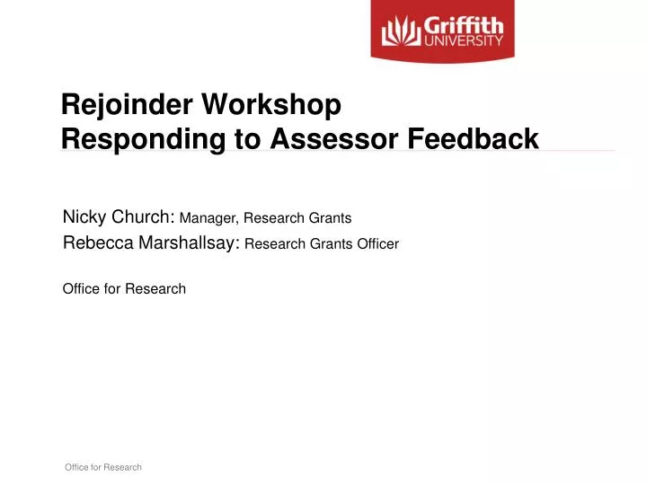 rejoinder workshop responding to assessor feedback