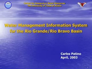 Water Management Information System for the Rio Grande/Rio Bravo Basin