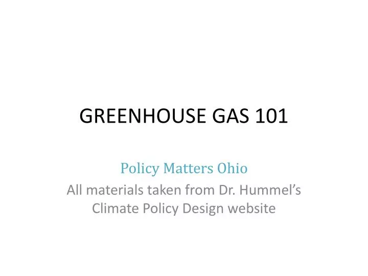 greenhouse gas 101