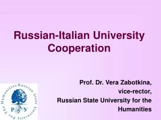 Russian-Italian University Cooperation