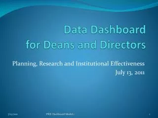 Data Dashboard for Deans and Directors