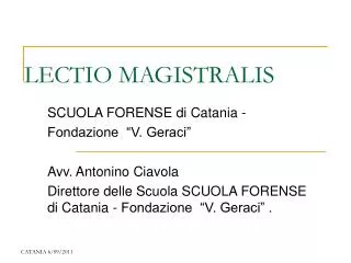 lectio magistralis
