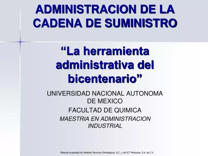 administracion de la cadena de suministro la herramienta administrativa del bicentenario