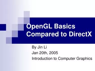 OpenGL Basics Compared to DirectX